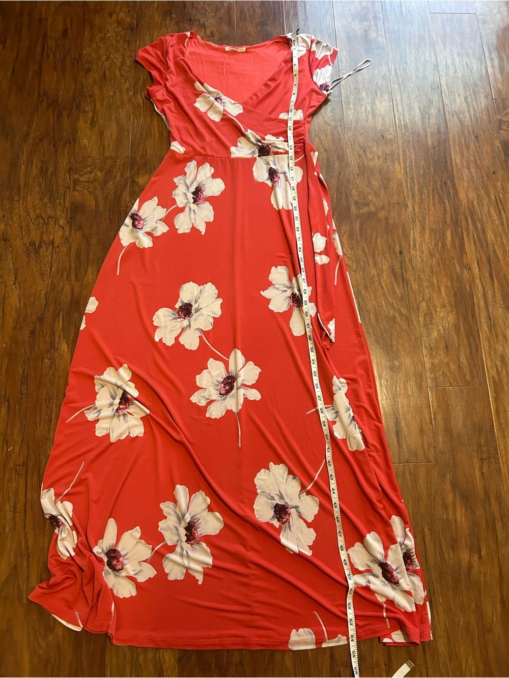 Le Lis Red Floral Wrap Maxi Dress - Picture 3 of 6